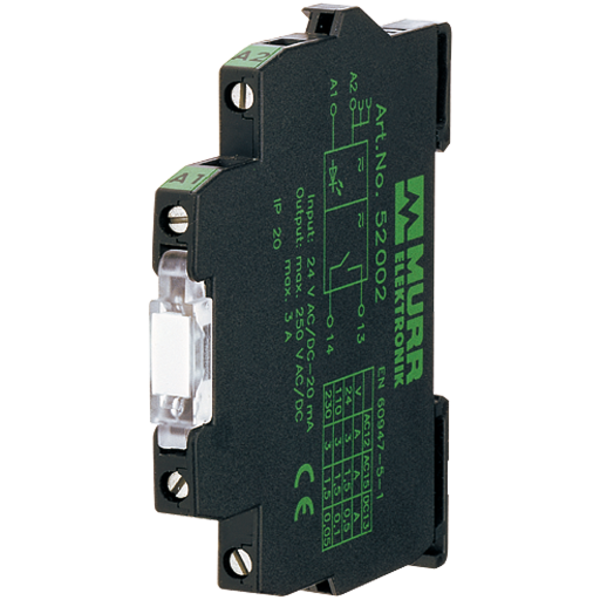 Murr Elektronik MIRO 6.2 24VDC-1S OUTPUT RELAY, IN: 24 VDC - OUT: 250 VAC/DC 6 A, 1 NO 52002